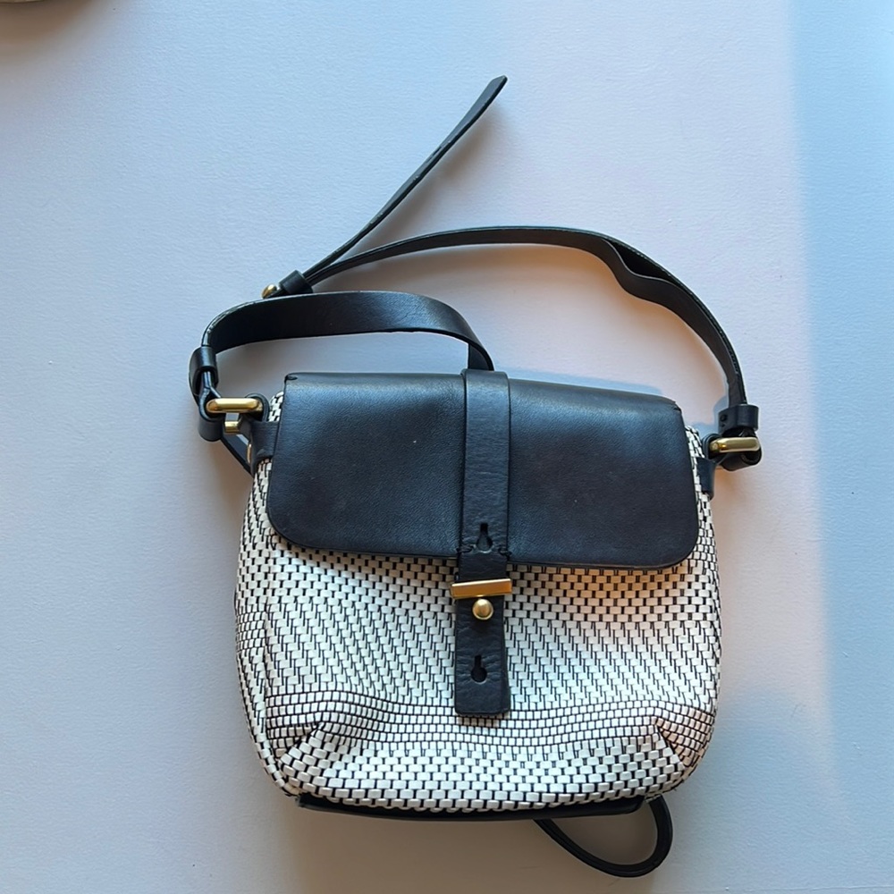 Marc By Marc Jacobs Black and White Woven Crossbody Bag